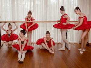 One of the ballet classes in their tutus